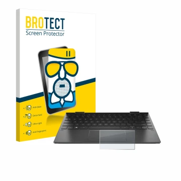 Front side of a product packaging with the brand logo BROTECT. Next to it is the device HP Envy x360 (13-X) (ONLY Touch Trackp