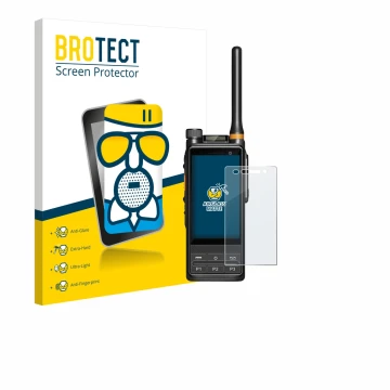 Front side of a product packaging with the brand logo BROTECT. Next to it is the device Hytera PDC680 shown with the correspon