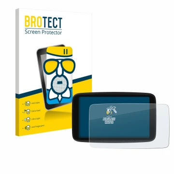 Front side of a product packaging with the brand logo BROTECT. Next to it is the device TomTom Go Navigator 6 (2nd generation)