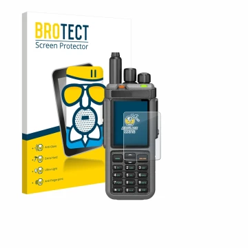 Front side of a product packaging with the brand logo BROTECT. Next to it is the device Radtel RT-880 shown with the correspon