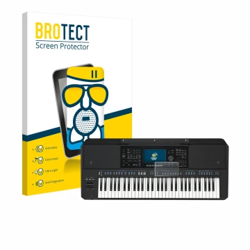 Front side of a product packaging with the brand logo BROTECT. Next to it is the device Yamaha PSR-SX720 shown with the corres