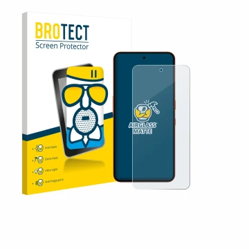 Front side of a product packaging with the brand logo BROTECT. Next to it is the device Nothing CMF Phone 2 Pro shown with the