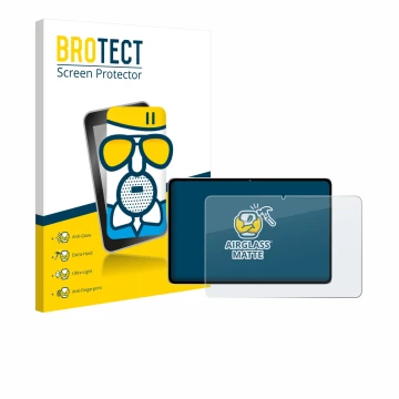 Front side of a product packaging with the brand logo BROTECT. Next to it is the device Nubia Pad Pro shown with the correspon