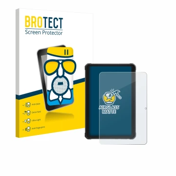 Front side of a product packaging with the brand logo BROTECT. Next to it is the device Hotwav R10 Pro shown with the correspo