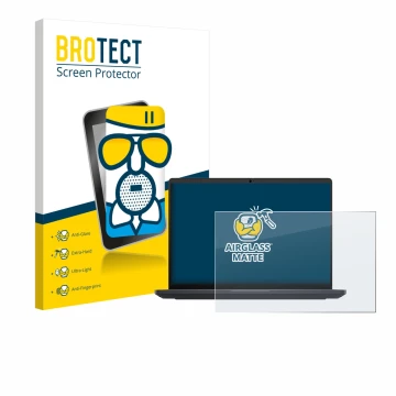 Front side of a product packaging with the brand logo BROTECT. Next to it is the device Dell Pro Max 16 shown with the corresp