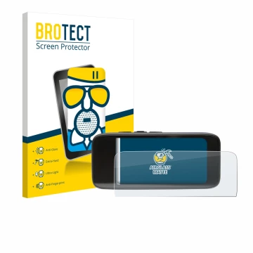 Front side of a product packaging with the brand logo BROTECT. Next to it is the device Peterson StroboClip HD shown with the 