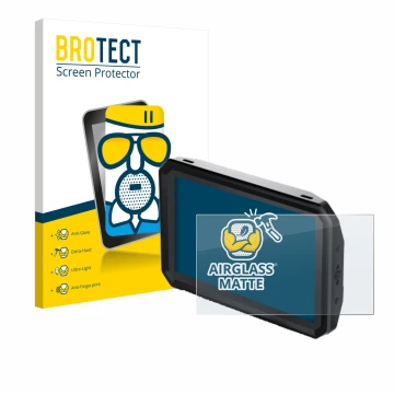 Front side of a product packaging with the brand logo BROTECT. Next to it is the device Blackmagic Design Pyxis Monitor 5