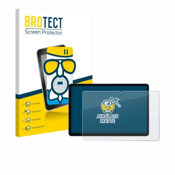 Front side of a product packaging with the brand logo BROTECT. Next to it is the device Xiaomi Redmi Pad 2 shown with the corr