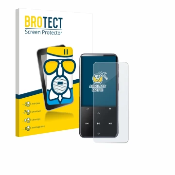 Front side of a product packaging with the brand logo BROTECT. Next to it is the device AGPtek M3 shown with the corresponding