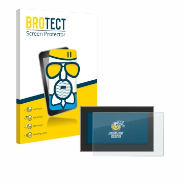 Front side of a product packaging with the brand logo BROTECT. Next to it is the device Headrush Flex Prime shown with the cor