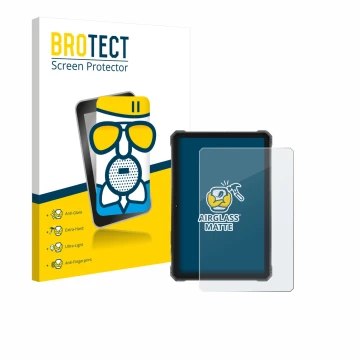 Front side of a product packaging with the brand logo BROTECT. Next to it is the device Hotwav R9 Plus shown with the correspo