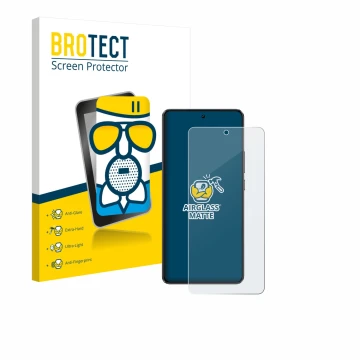 Front side of a product packaging with the brand logo BROTECT. Next to it is the device realme GT 7 shown with the correspondi