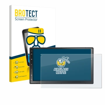 Front side of a product packaging with the brand logo BROTECT. Next to it is the device Atoto A5LG2B7T 7