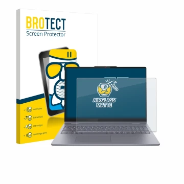 Front side of a product packaging with the brand logo BROTECT. Next to it is the device Lenovo IdeaPad 5 2-in-1 14AKP10 shown 
