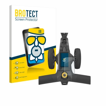 Front side of a product packaging with the brand logo BROTECT. Next to it is the device PowaKaddy CT10 shown with the correspo