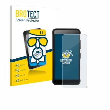 Front side of a product packaging with the brand logo BROTECT. Next to it is the device SkyCaddie Pro 4X shown with the corres