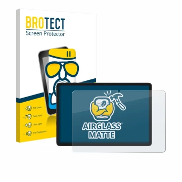 Front side of a product packaging with the brand logo BROTECT. Next to it is the device Tabwee T20 10.1