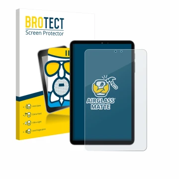 Front side of a product packaging with the brand logo BROTECT. Next to it is the device Alldocube iPlay 70 mini Pro shown with
