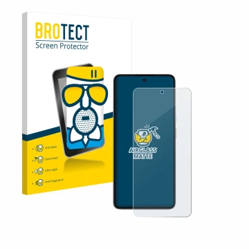 Front side of a product packaging with the brand logo BROTECT. Next to it is the device realme P3 5G shown with the correspond