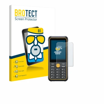 Front side of a product packaging with the brand logo BROTECT. Next to it is the device Ulefone Armor Mini 4 shown with the co