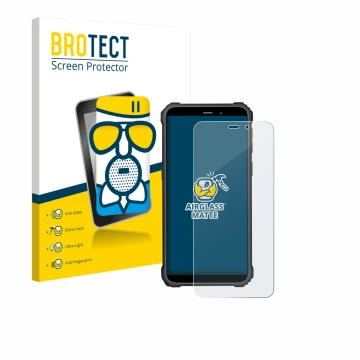 Front side of a product packaging with the brand logo BROTECT. Next to it is the device Oukitel WP32 Pro shown with the corres