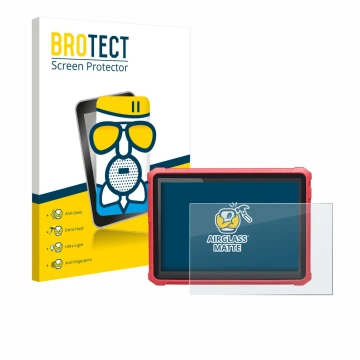 Front side of a product packaging with the brand logo BROTECT. Next to it is the device Launch X-431 Pro3 V+ Elite shown with 