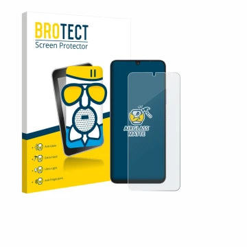 Front side of a product packaging with the brand logo BROTECT. Next to it is the device Blackview Shark 6 5G shown with the co