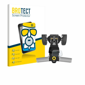 Front side of a product packaging with the brand logo BROTECT. Next to it is the device PowaKaddy CT6 2025 shown with the corr