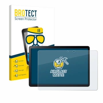 Front side of a product packaging with the brand logo BROTECT. Next to it is the device Acer Iconia V11-11 shown with the corr
