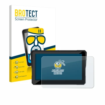 Front side of a product packaging with the brand logo BROTECT. Next to it is the device Carpuride W702S Pro 7