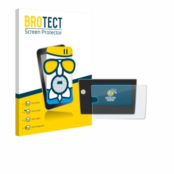 Front side of a product packaging with the brand logo BROTECT. Next to it is the device Volkswagen Polo Life 2024 shown with t