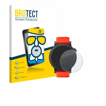 Front side of a product packaging with the brand logo BROTECT. Next to it is the device Nothing CMF Watch 3 Pro shown with the