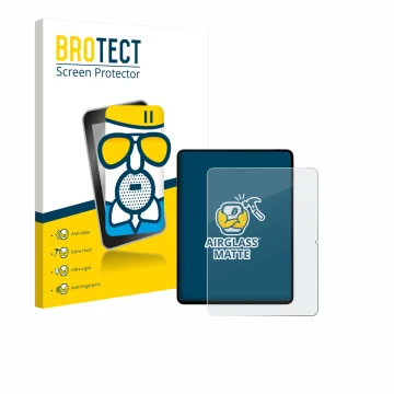 Front side of a product packaging with the brand logo BROTECT. Next to it is the device Teclast Artpad Pro shown with the corr