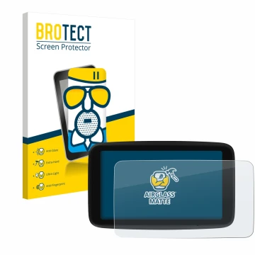 Front side of a product packaging with the brand logo BROTECT. Next to it is the device TomTom GO Classic 6