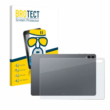 Front side of a product packaging with the brand logo BROTECT. Next to it is the device Samsung Galaxy Tab S11 Ultra (Back) sh