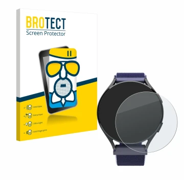 Front side of a product packaging with the brand logo BROTECT. Next to it is the device Patronus Notfalluhr (41.5 mm) shown wi