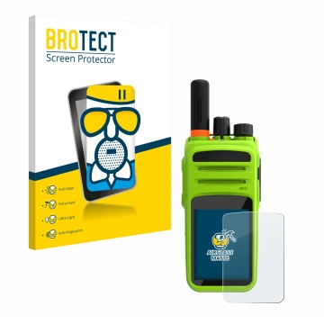 Front side of a product packaging with the brand logo BROTECT. Next to it is the device Talkpod N58 Plus shown with the corres