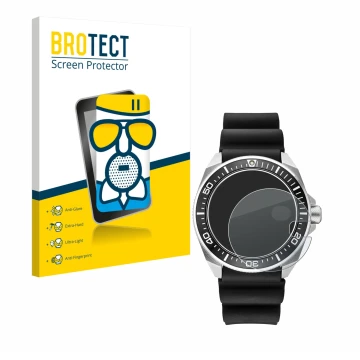 Front side of a product packaging with the brand logo BROTECT. Next to it is the device Seiko Prospex SRPE37 shown with the co