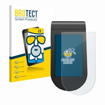 Front side of a product packaging with the brand logo BROTECT. Next to it is the device SoFlow SO4 Pro MAX shown with the corr