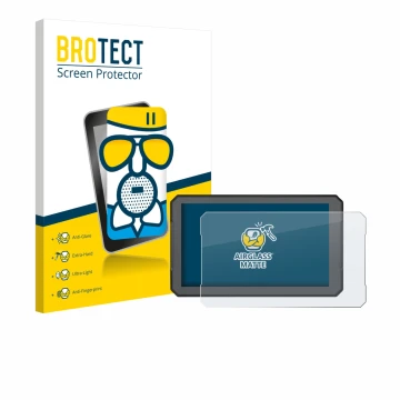 Front side of a product packaging with the brand logo BROTECT. Next to it is the device BOUWOIMA Motorrad Carplay 7