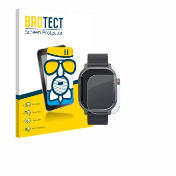 Front side of a product packaging with the brand logo BROTECT. Next to it is the device Kospet Pulse shown with the correspond