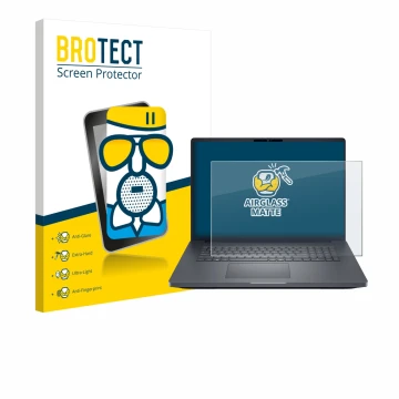 Front side of a product packaging with the brand logo BROTECT. Next to it is the device Dell Pro Max 18 shown with the corresp