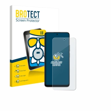 Front side of a product packaging with the brand logo BROTECT. Next to it is the device Honor 400 Smart 4G shown with the corr