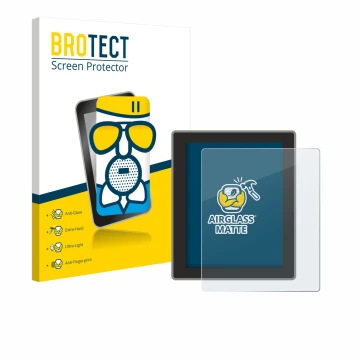 Front side of a product packaging with the brand logo BROTECT. Next to it is the device Peterson Strobostomp Mini shown with t