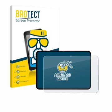 Front side of a product packaging with the brand logo BROTECT. Next to it is the device Teclast T65 Plus shown with the corres