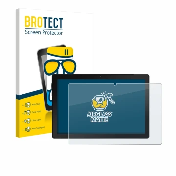 Front side of a product packaging with the brand logo BROTECT. Next to it is the device MUISOO A10 10.1