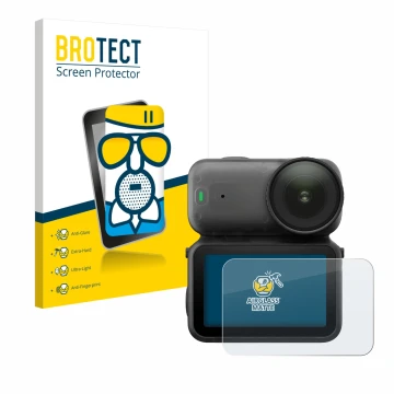 Front side of a product packaging with the brand logo BROTECT. Next to it is the device DJI Osmo Nano shown with the correspon