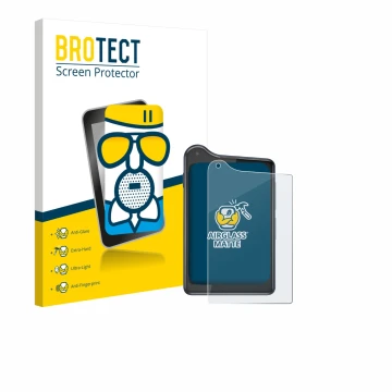 Front side of a product packaging with the brand logo BROTECT. Next to it is the device Xiaomi Qin K25 shown with the correspo