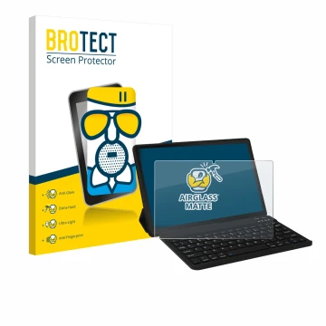 Front side of a product packaging with the brand logo BROTECT. Next to it is the device Laptok LAPA7LBK 11