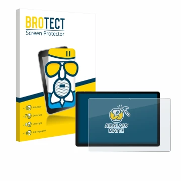 Front side of a product packaging with the brand logo BROTECT. Next to it is the device Doogee U13 shown with the correspondin